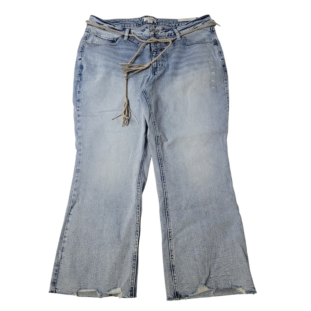 M Jeans Maurices Kick Boot Ankle Jeans Light Wash Distressed Stretch Belted 18W‎